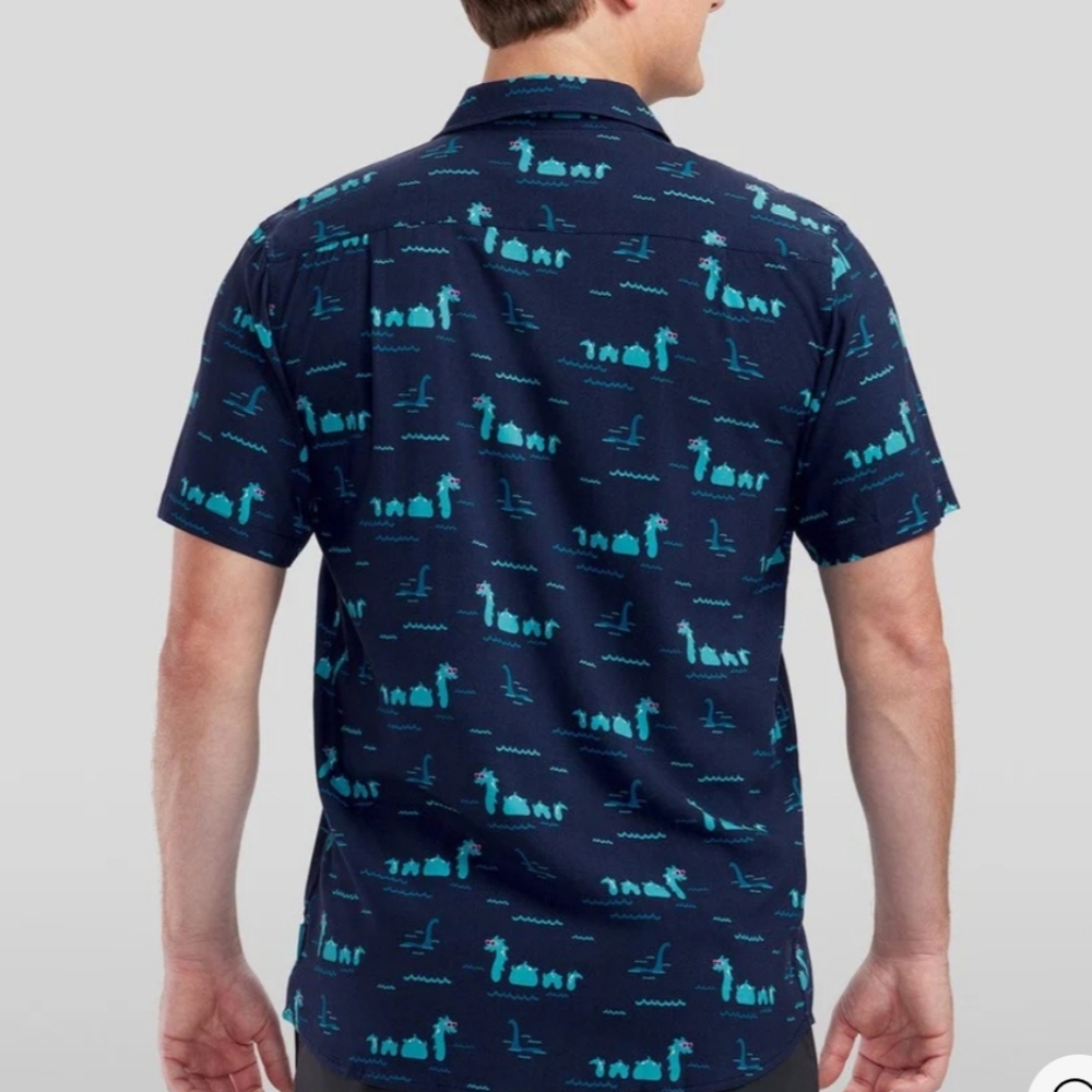 Tipsy Elves "Nothin But Nessy" Hawaiian Shirt, Men XS, Cotton Button Up - Picture 4 of 13